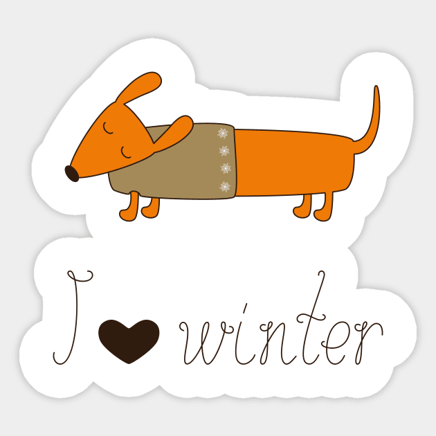 Winter dachshund Sticker by mborgali